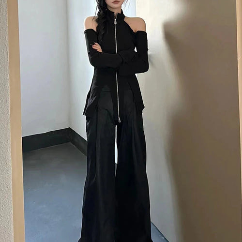 Load image into Gallery viewer, Sexy Fairy Off-the-shoulder Streetwear Slim T-shirts Grunge Knitted Y2k Aesthetic Tees Harajuku Vintage Casual Split Tops Women
