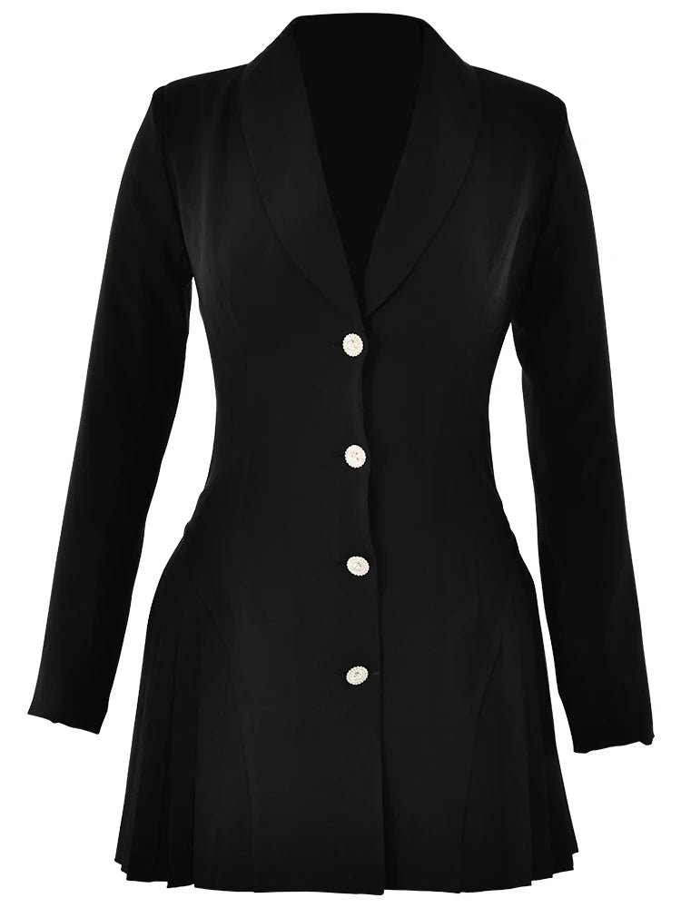 Fashion Long Sleeved Suit Button Slim Women Dress Jacket Sexy Bodycon Pleated Short Skirt Suit Autumn New 2024 Clothing