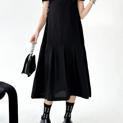 Load image into Gallery viewer, Women Black Brief Pleated Elegant Midi A-line Dress New Sailor Collar Sleeveless Fashion Tide Spring Summer 2025 1DJ1163
