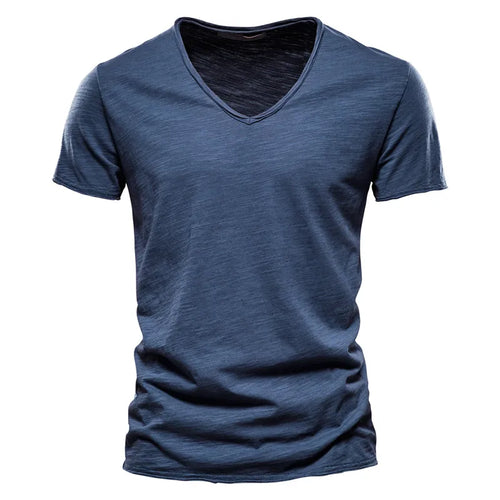 Load image into Gallery viewer, Brand Quality 100% Cotton Men T-shirt V-neck Fashion Design Slim Fit Soild T-shirts Male Tops Tees Short Sleeve T Shirt For Men v1
