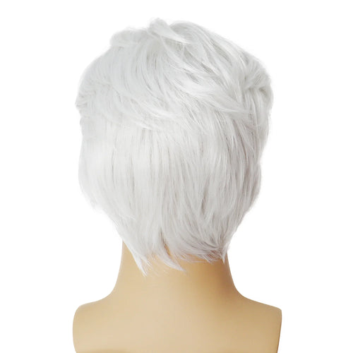 Load image into Gallery viewer, White Wig Short Hair Cosplay Wigs for Men Natural Looking White Old Man Wig with Bangs Halloween Costume Wig Male Sale
