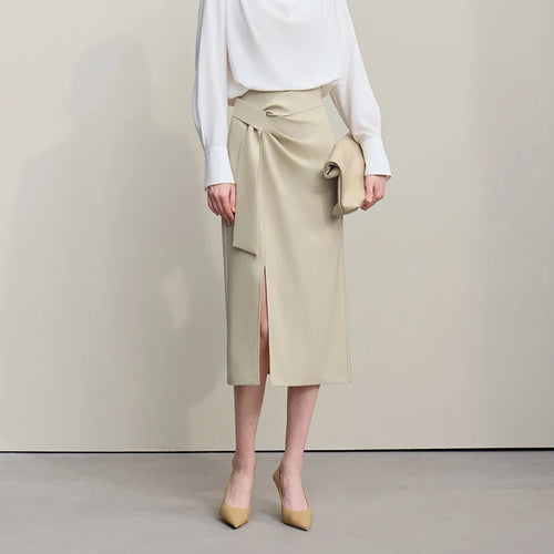 Load image into Gallery viewer, Women's Skirt 2026 Spring New H-Line Elegant Anti-wrinkle Split Skirt Solid Mid-length Versatile Woman Clothes 12621005
