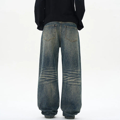 Load image into Gallery viewer, Men's Jeans Nostalgic Washed Cat Beard Design New American Style Straight Leg Gradient Color Tide Male Trousers 9W2025
