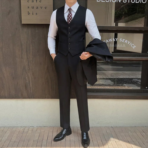 Load image into Gallery viewer, Men's Suit Three-piece New Spring Men's Set Blazer Single Breasted Vest Slim Pants Business Casual Solid Color 9W1573

