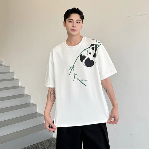 Load image into Gallery viewer, Men&#39;s Short Sleeved T-shirt 2024 Summer New Chinese Style Bamboo Cotton Pattern Print Design Trend Fashion Casual Top 5689
