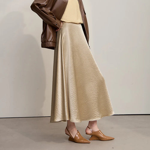 Load image into Gallery viewer, Women's Skirt Loose Long A-skirt Satin Skirts For Women 2025 Autumn New Minimalist Solid Color Clothing Ladies 12513015
