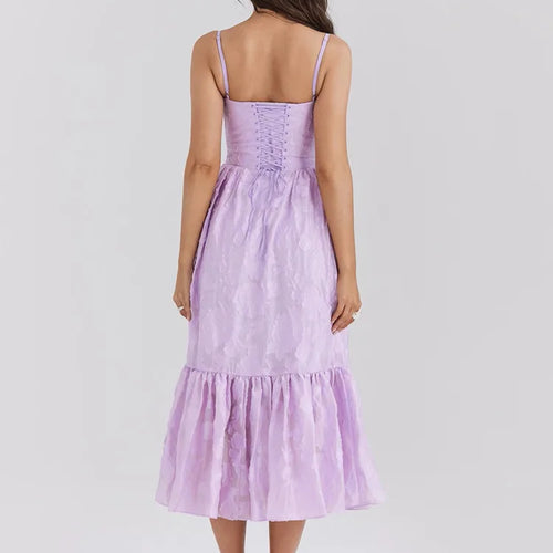 Load image into Gallery viewer, Sexy Spaghetti Strap Patchwork Long Dress Women New Summer Embroidered Skirt Slim Backless Party Club Evening Dress
