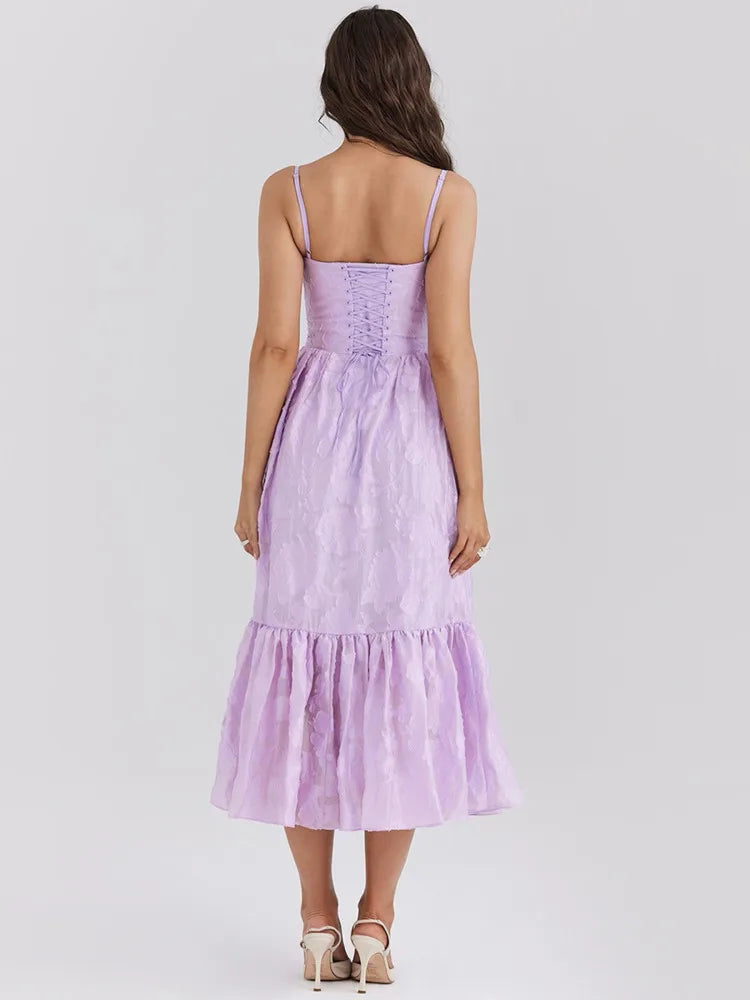 Sexy Spaghetti Strap Patchwork Long Dress Women New Summer Embroidered Skirt Slim Backless Party Club Evening Dress