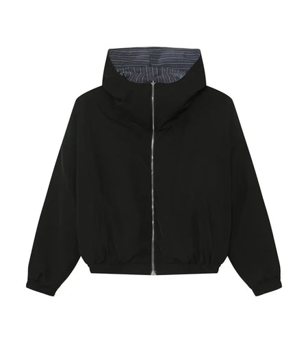 Personalized Men's Padded Coats Hooded Striped Reversible Design Thickened Shorts Casual Male Jackets New Winter 9C8730