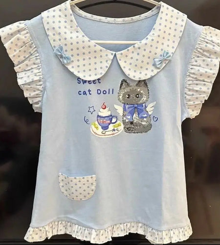 Ropa Mujer Japanese Tshirts Women Sailor Collar Short Sleeve Anime Cute Tees Summer Camisetas Fashion Casual Y2k T Shirt