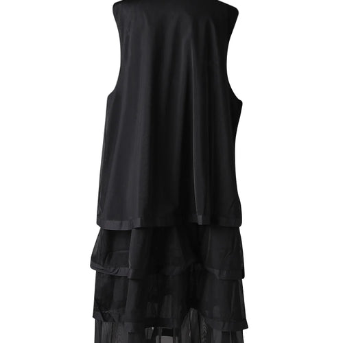 Load image into Gallery viewer, Women Black Layers Mesh Big Size Midi Vest Shirt Dress New Lapel Sleeveless Fashion Tide Spring Summer 2025 1DH9472
