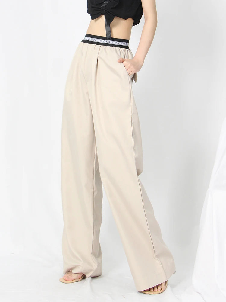 Korean Fashion Loose Wide Leg Pants For Women High Waist Casual Solid Trousers Female Clothes Style Spring