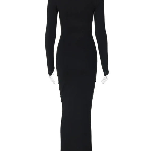 Load image into Gallery viewer, Elegant Flower Hollow Out Midi Dress For Women Black V Neck Long Sleeve Bodycon Sexy Dress Female Skinny Party Dress
