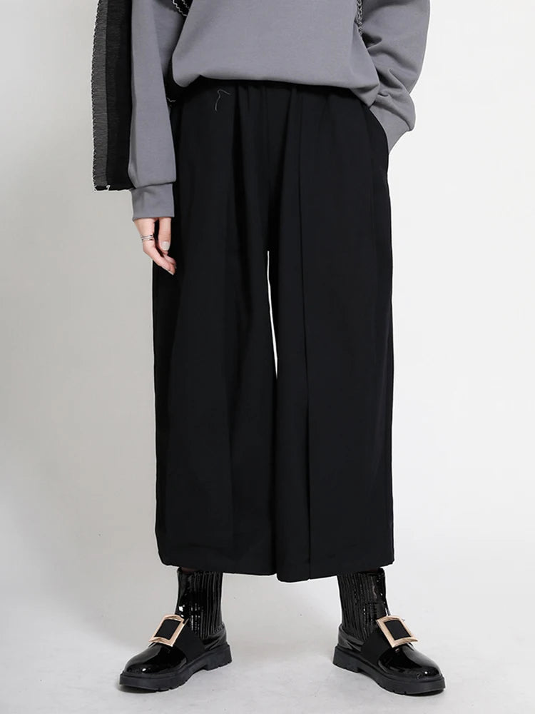 High Elastic Waist Yellow Pleated Shaped Pocket Wide Leg Pants New Trousers Women Fashion Tide Spring Autumn 2025 1DD0404