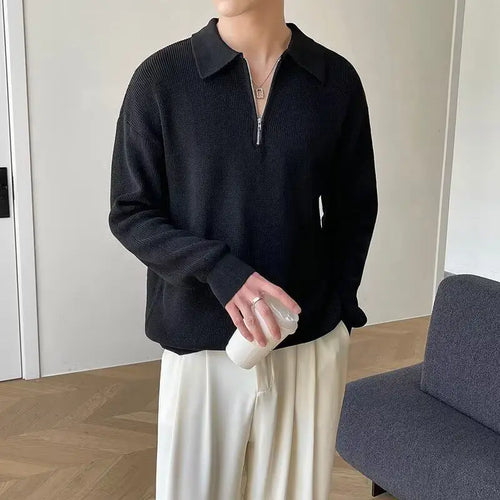 Load image into Gallery viewer, Men&#39;s Half Zip Sweater New Trendy Men&#39;s Spring Autumn Korean Style Casual Turn-down Collar Solid Color Sweaters 9W1216
