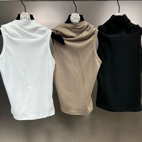 Load image into Gallery viewer, Casual Minimalist Tank Top For Women Hooded Sleeveless Tunic Slimming Solid Vest Summer Female Fashion Clothing
