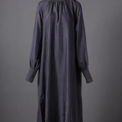 Load image into Gallery viewer, Women Gray Brief Long Big Size Elegant Dress New Turtleneck Long Sleeve Loose Fit Fashion Tide Spring Autumn 2025 1DH0252
