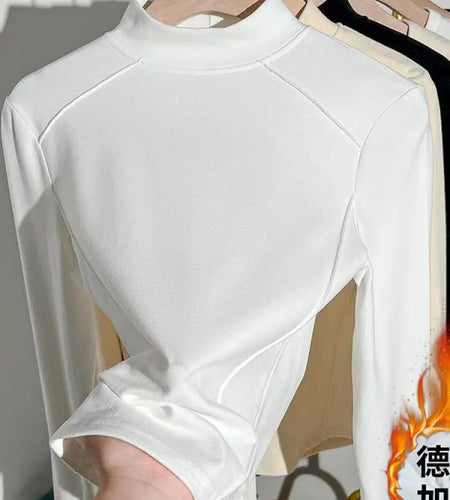 2024 Women Pullover Half Turtleneck Sweater Autumn Winter Long Sleeve Slim Korean Simple Basic Solid Elegant Tops Vintage Trend