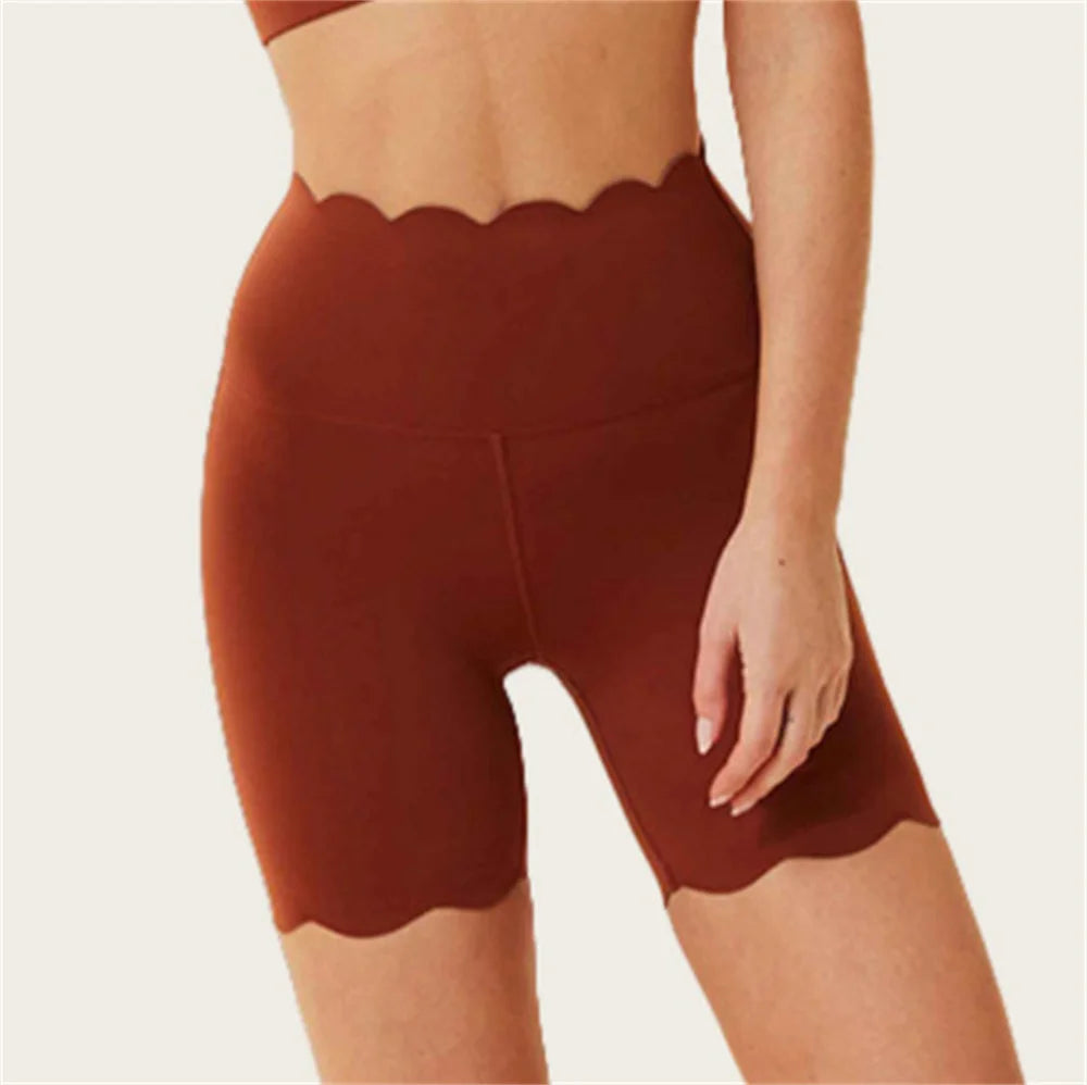 Breathable Skin-Friendly Fitness Two-Piece Set Square Collar Tight Yoga Suit High-Waist Lace Shorts