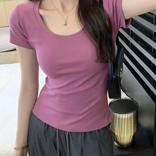 Load image into Gallery viewer, Summer Casual Cotton T Shirt For Women Short Sleeve Tshirts Fashion Womens Clothing Slim Basic O Neck Y2K Tee Shirt Femme
