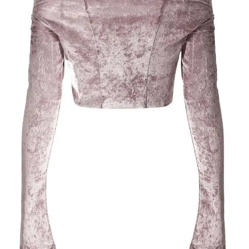 Load image into Gallery viewer, Velvet Denim T-shirt Half-body Skirt Two Pieces Suit New Slash Neck Long Sleeve Women Fashion Spring Autumn 2025 7AB6039
