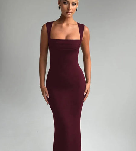 Square Collar Sleeveless Sexy Maxi Dress For Woman Fashion Spring Summer New High Waist Bodycon Club Party Long Dress