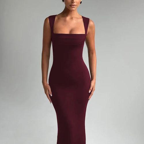 Load image into Gallery viewer, Square Collar Sleeveless Sexy Maxi Dress For Woman Fashion Spring Summer New High Waist Bodycon Club Party Long Dress
