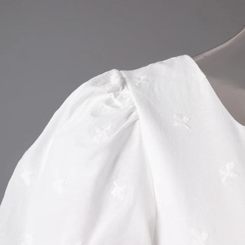 Load image into Gallery viewer, Women White Lace Hollow Out Elegant Slim Dress New Square Collar Short Sleeve Fashion Tide Spring Summer 2025 CPG3161
