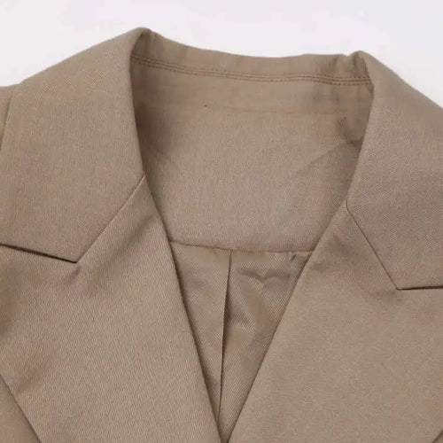 Load image into Gallery viewer, Women Khaki Drawstring Color-block Elegant Blazer New Lapel Long Sleeve Jacket Fashion Tide Spring Autumn 2025 CPDB162
