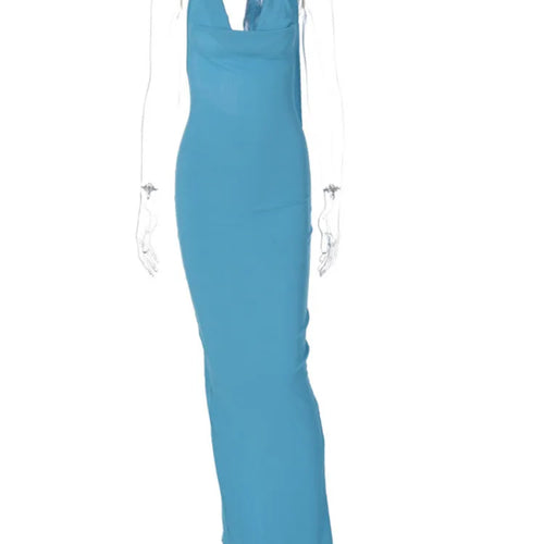 Load image into Gallery viewer, Elegant Sleeveless Scarf Bodycon Party Club Evening Dress Women Spring Summer 2025 New Sexy Backless Slit Slim Vestidos
