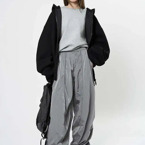 Load image into Gallery viewer, High Elastic Waist Glossy Green Pleated Long Wide Leg Pants New Trousers Women Fashion Tide Spring Autumn 2025 1DH9457
