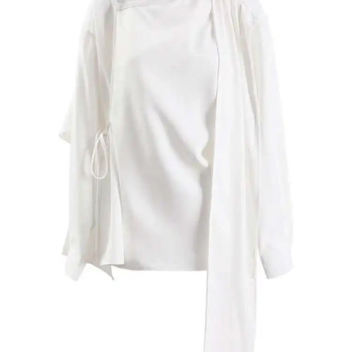 Load image into Gallery viewer, Women Irregular Design Ways Wear Big Size Blouse New Stand Collar Long Sleeve Shirt Fashion Spring Autumn 2025 CPG1239
