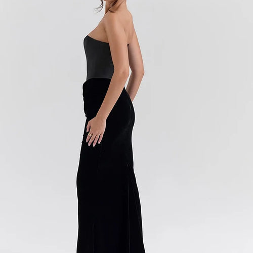 Load image into Gallery viewer, Sexy Strapless Bodycon Patchwork Backless Party Club Evening Dress Women Elegant Tight Long Dress Slim Fishbone Vestido
