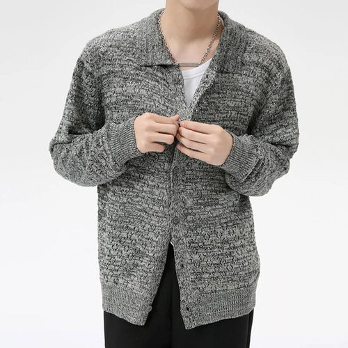 Load image into Gallery viewer, Minimalist Men&#39;s Cardigan Knitting Turn-down Collar Single Breasted Solid Color Male Clothing New Autumn Trend 2024 9C7043
