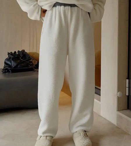 High Elastic Waist Gray Brief Thick Long Wide Leg Pants New Loose Fit Trousers Women Fashion Autumn Winter 2025 1DH1187