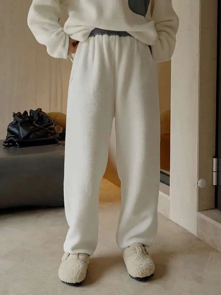 High Elastic Waist Gray Brief Thick Long Wide Leg Pants New Loose Fit Trousers Women Fashion Autumn Winter 2025 1DH1187