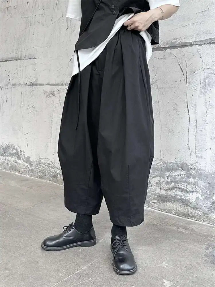 High Elastic Waist Black Pleated Long Wide Leg Pants New Loose Fit Trousers Women Fashion Tide Spring Autumn 2025 1DF9659