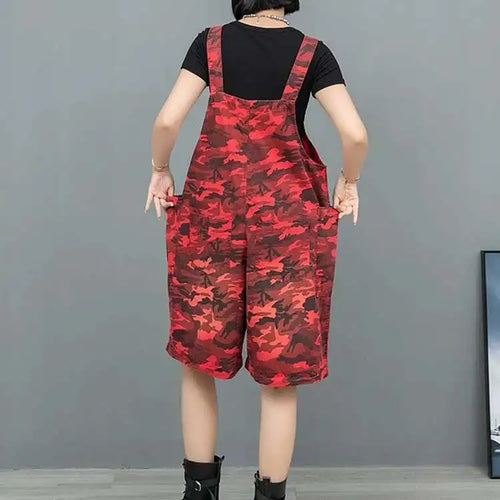 Load image into Gallery viewer, High Waist Red Camouflage Big Size Long Overalls Wide Leg Jeans New Women Trousers Fashion Tide Spring Autumn 2025 1DH9905
