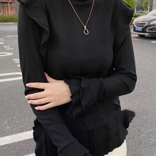 Load image into Gallery viewer, Solid Slimming Knitting Sweaters For Women Turtleneck Flare Sleeve Pullover Minimalist Sweater Female Fashion
