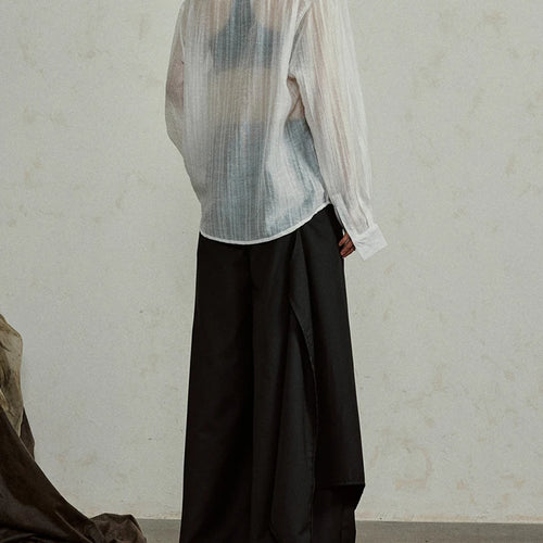 Load image into Gallery viewer, Women White Thin Perspective Big Size Blouse New Stand Collar Long Sleeve Shirt Fashion Tide Spring Autumn 2025 1DJ0350
