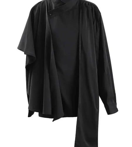 Women Irregular Design Ways Wear Big Size Blouse New Stand Collar Long Sleeve Shirt Fashion Spring Autumn 2025 CPG1239