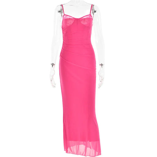 Load image into Gallery viewer, Elegant Spaghetti Strap Backless Sexy Maxi Dress For Women Fashion Two Layer Mesh Sleeveless Bodycon Club Party Dress
