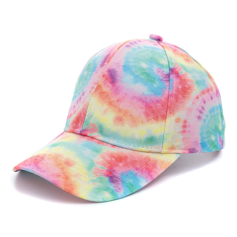 Outdoor Casual Tie Dye Caps For Women Rainbow Colorful Baseball Cap Female Fashion Streetwear Summer Hat
