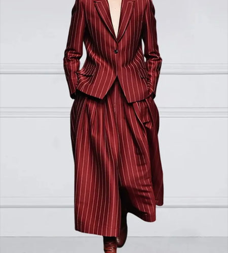 Winter Clothes Trendy Pants for Women 2024 Autumn British Style Striped Loose Wide Leg Women's England Capris Female