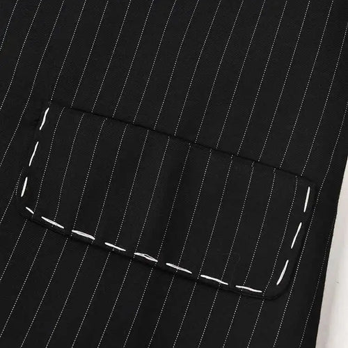 Load image into Gallery viewer, Women Black Striped Topstitched Big Size Blazer New Lapel Long Sleeve Loose Fit Jacket Fashion Spring Autumn 2025 17A6435
