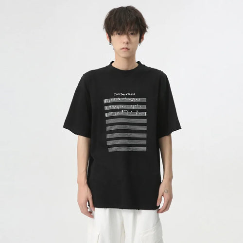 Load image into Gallery viewer, Korean Style Male T-shirts Casual O-Neck Short Sleeve Loose Men&#39;s Tees Note Printing Heavy Clothing Summer 9C6276
