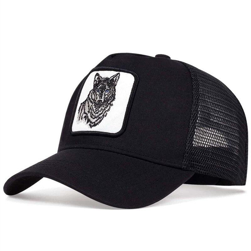 Wolf embroidered baseball cap truck driver hat