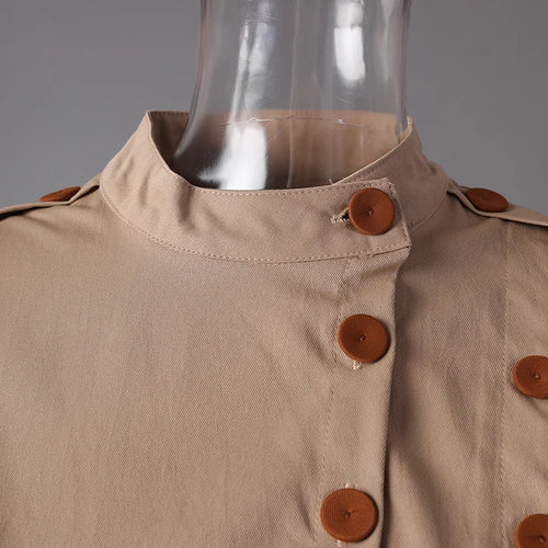 Load image into Gallery viewer, Women Camel Button Irregular Big Size Trench New Stand Collar Long Sleeve Windbreaker Fashion Spring Autumn 2025  7AB9123
