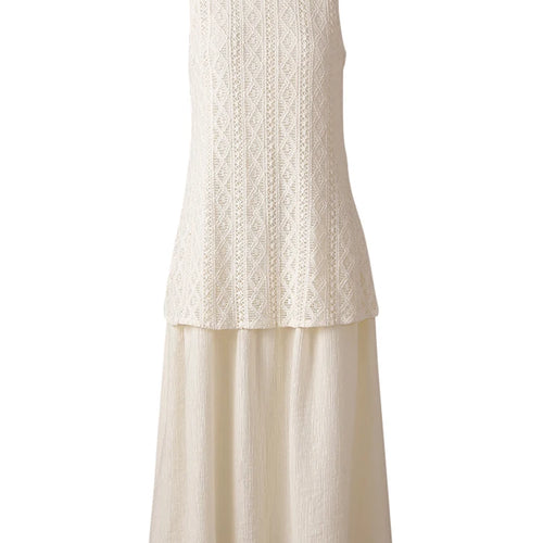 Load image into Gallery viewer, Women Beige Knitting Spliced Elegant Midi Vest Dress New Round Neck Sleeveless Fashion Tide Spring Summer 2025 CPG3068
