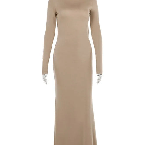 Load image into Gallery viewer, Sexy Long Sleeve Backless Bodycon Maxi Dress Women Slim High Waist Elegant O-neck Holiday Dress Ladies Outfits Autumn
